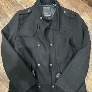 Men's Black Double-Breasted Military Coat